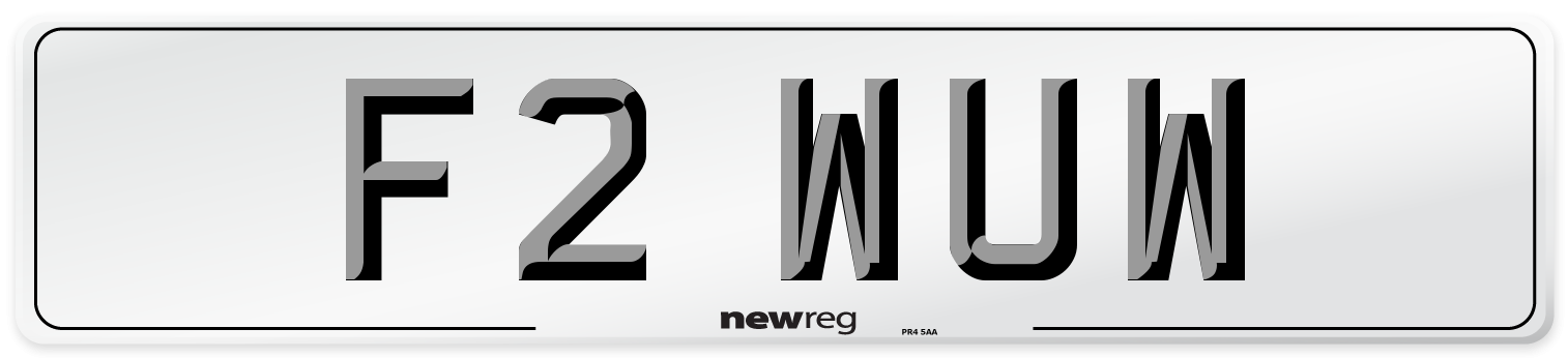 F2 WUW Number Plate from New Reg